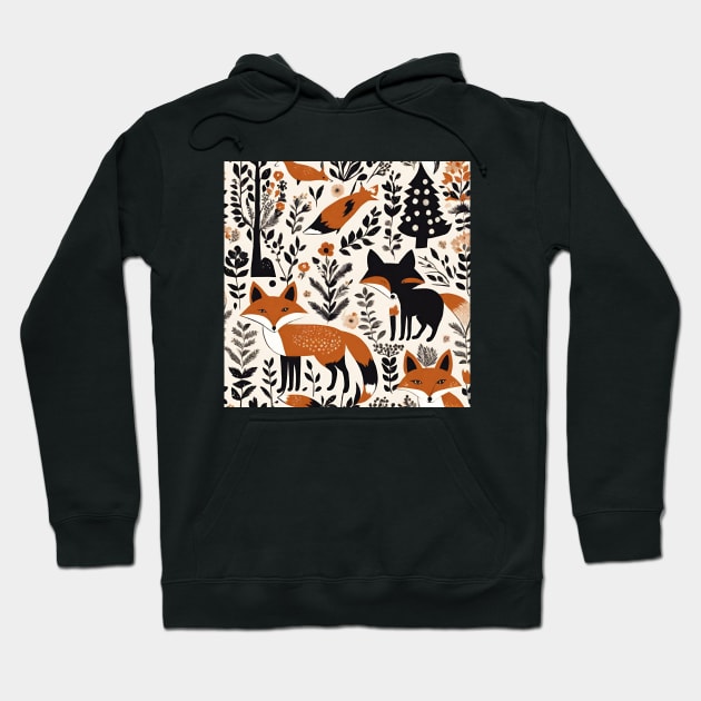 Fairytale Forest Animal Scandinavian Folk Art Red Fox Hoodie by Tina